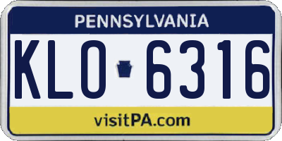 PA license plate KLO6316