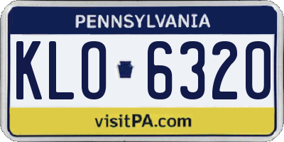 PA license plate KLO6320
