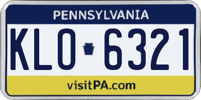 PA license plate KLO6321