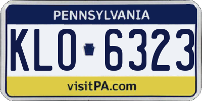 PA license plate KLO6323