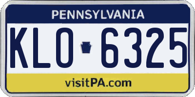 PA license plate KLO6325