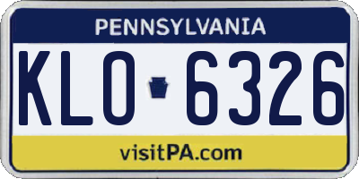 PA license plate KLO6326
