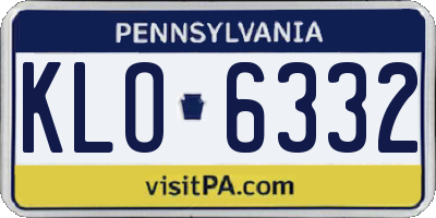 PA license plate KLO6332
