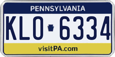 PA license plate KLO6334