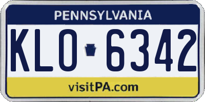 PA license plate KLO6342