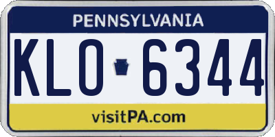 PA license plate KLO6344