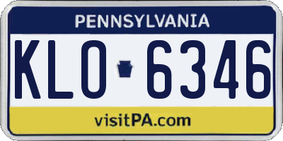 PA license plate KLO6346