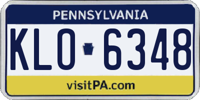PA license plate KLO6348