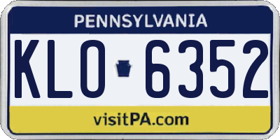 PA license plate KLO6352