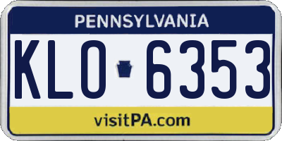 PA license plate KLO6353