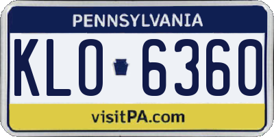PA license plate KLO6360