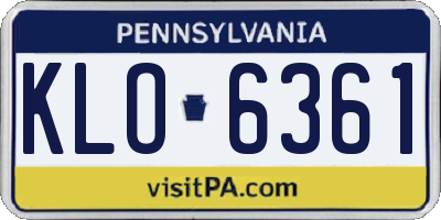 PA license plate KLO6361