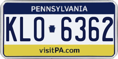 PA license plate KLO6362