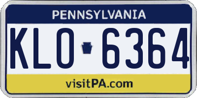 PA license plate KLO6364