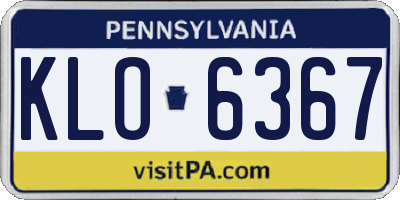 PA license plate KLO6367