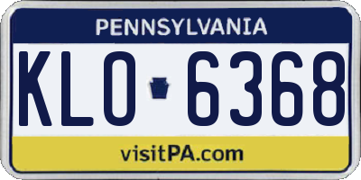 PA license plate KLO6368