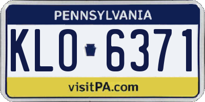PA license plate KLO6371