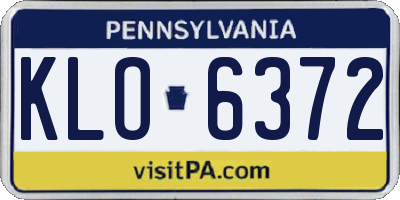 PA license plate KLO6372