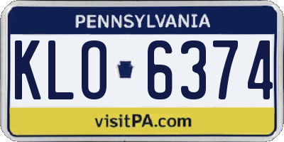 PA license plate KLO6374