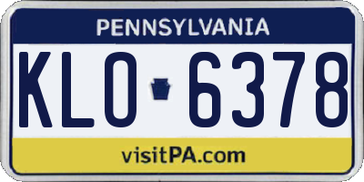 PA license plate KLO6378