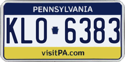 PA license plate KLO6383