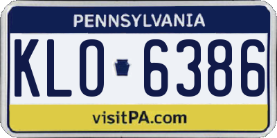 PA license plate KLO6386