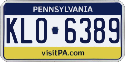 PA license plate KLO6389