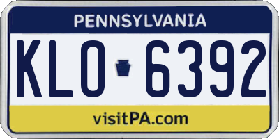 PA license plate KLO6392