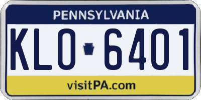 PA license plate KLO6401