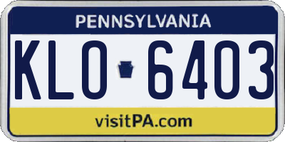 PA license plate KLO6403