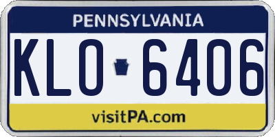PA license plate KLO6406