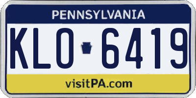 PA license plate KLO6419
