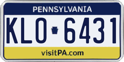 PA license plate KLO6431
