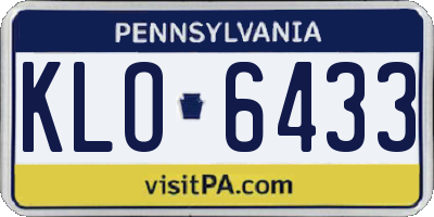 PA license plate KLO6433