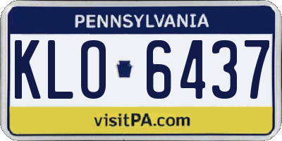 PA license plate KLO6437
