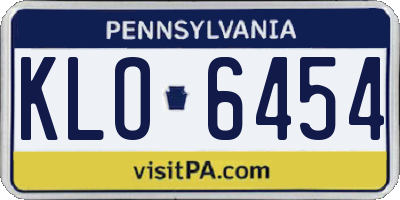 PA license plate KLO6454