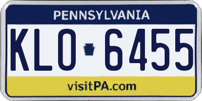 PA license plate KLO6455