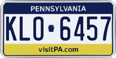 PA license plate KLO6457