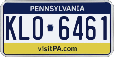 PA license plate KLO6461