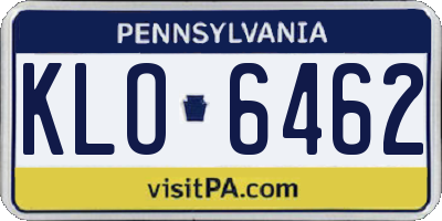 PA license plate KLO6462