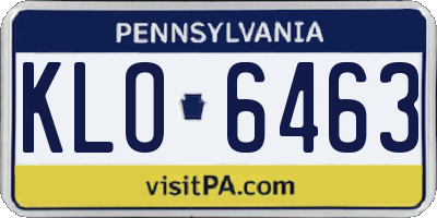 PA license plate KLO6463