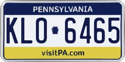 PA license plate KLO6465
