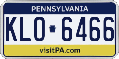 PA license plate KLO6466