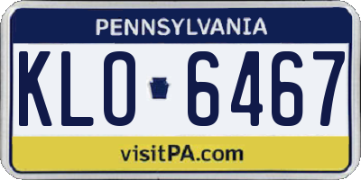 PA license plate KLO6467