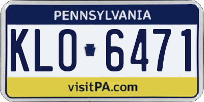 PA license plate KLO6471