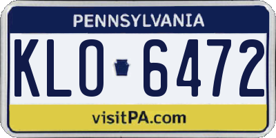 PA license plate KLO6472