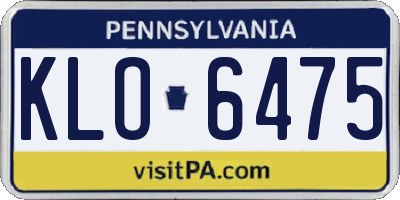 PA license plate KLO6475