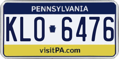 PA license plate KLO6476