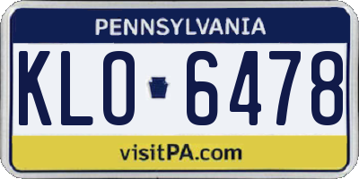 PA license plate KLO6478