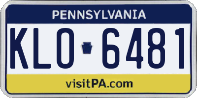 PA license plate KLO6481
